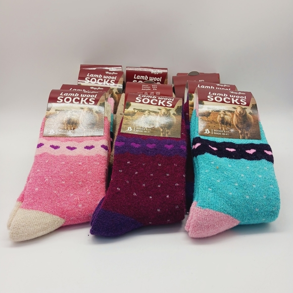 ⚫️ 12 Lamb Wool Crew 'Valentines Day Heart' Winter Boot Socks Size 9-11… - Picture 8 of 13